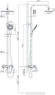 Душевая система DQ Venice Gondola хром DA1023701B14